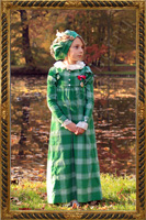 Jumper, suknia bez rkaww, noszona z "habit shirt" i pasujcym staniczkiem-spencerem, z lekkiego tartanu. 1815 - 1818r.