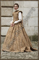 Polish 
        noble lady dress with bodice "ksztat" ("shape").<br>
        After portrait of Krystyna Lubomirska
