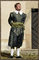 French costume - Wams and trousers. Collar and cuffs with lace. 